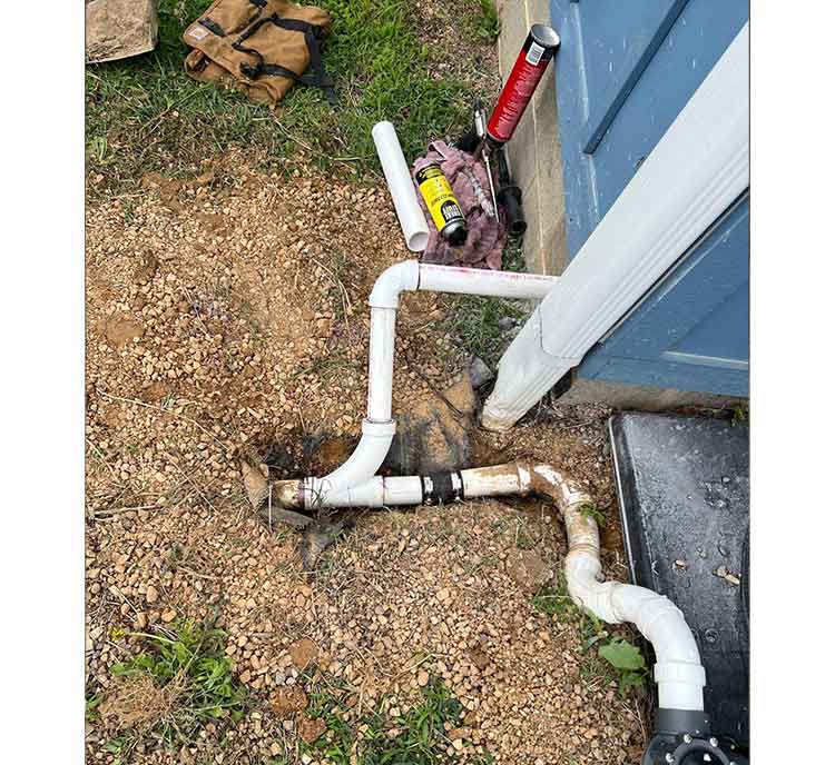 After - Sump pump discharge line installation