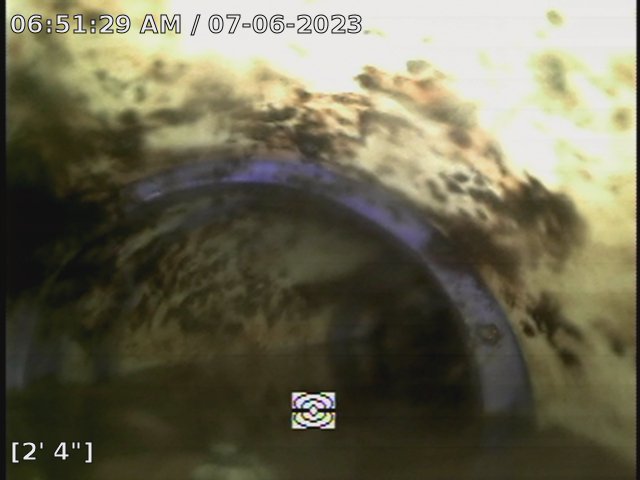 Sewer camera inspection - standing water in main sewer line due to backfall